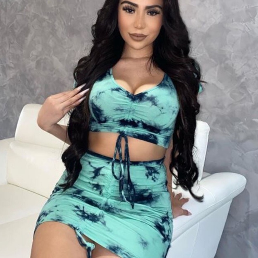 Aqua Tie Dye Skirt Set